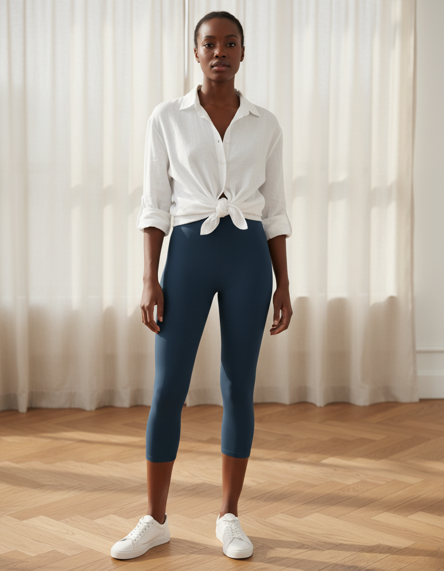 Capri-Yoga Leggings in Dark Denim