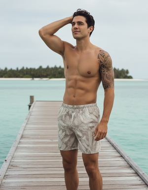 White Onyx Verdant men's swim trunks