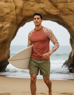 Burnt Sienna Echo Rash Guard Men's Rashguard — Dripper