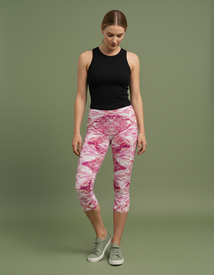 Hot Pink Tsubaki Leggings Capri Leggings — Dripper