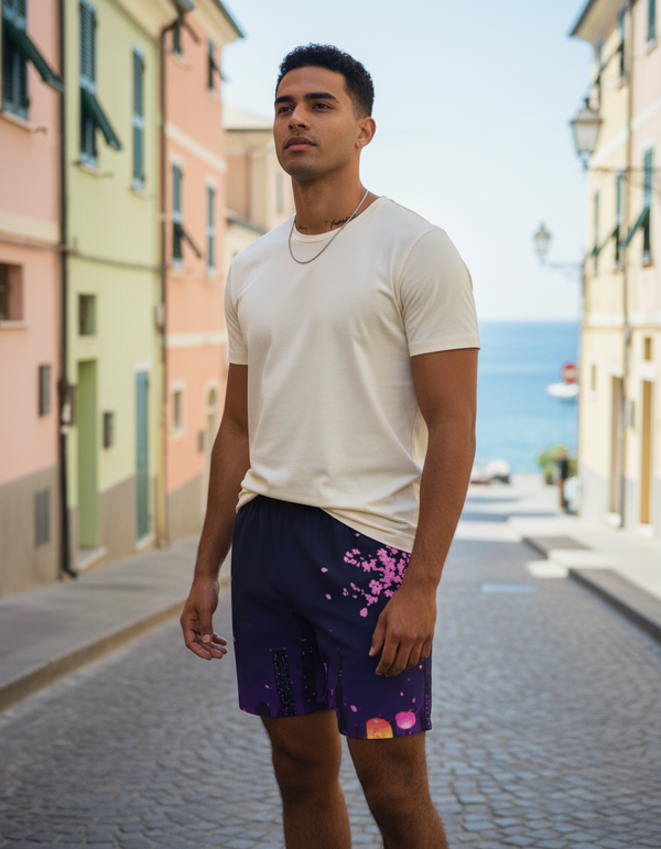 Neo-Tokyo men's swim trunks