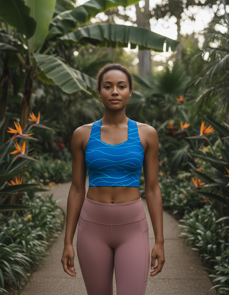 Oceanic Breeze Aqua Longline Sports Bra