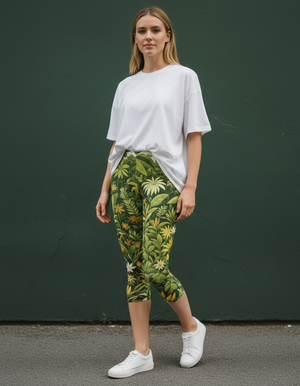 Lime Canopy Leggings Capri Leggings — Dripper