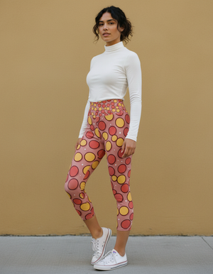 Dusty Rose Mosaic Capri Yoga Leggings Capri Yoga Leggings — Dripper