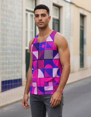 Men's Hot Pink Futurist men's tank tops