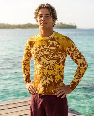 Men's Yellow Koa Kai men's rashguards