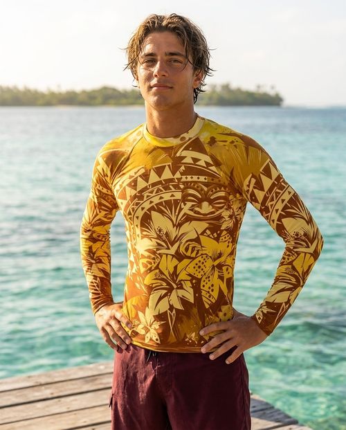 Yellow Koa Kai Rash Guard Men's Rashguard — Lolekai