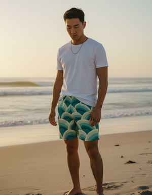 Transformative Teal Riku men's swim trunks