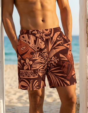 Burnt Sienna Lani Lehua men's swim trunks