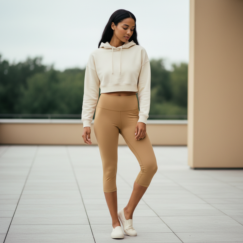 Capri-Yoga Leggings in Biscuit