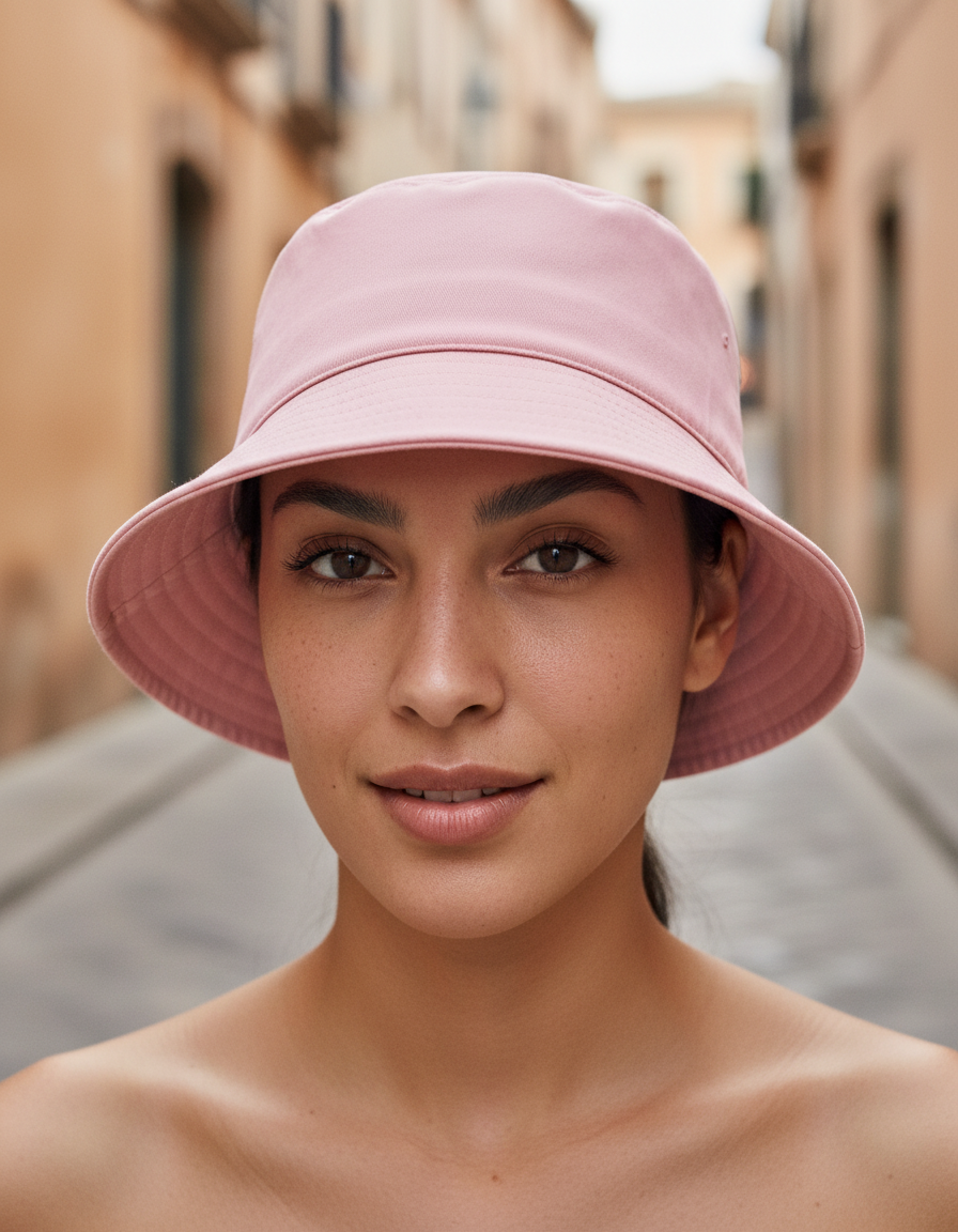 Bucket hat in Millennial Pink