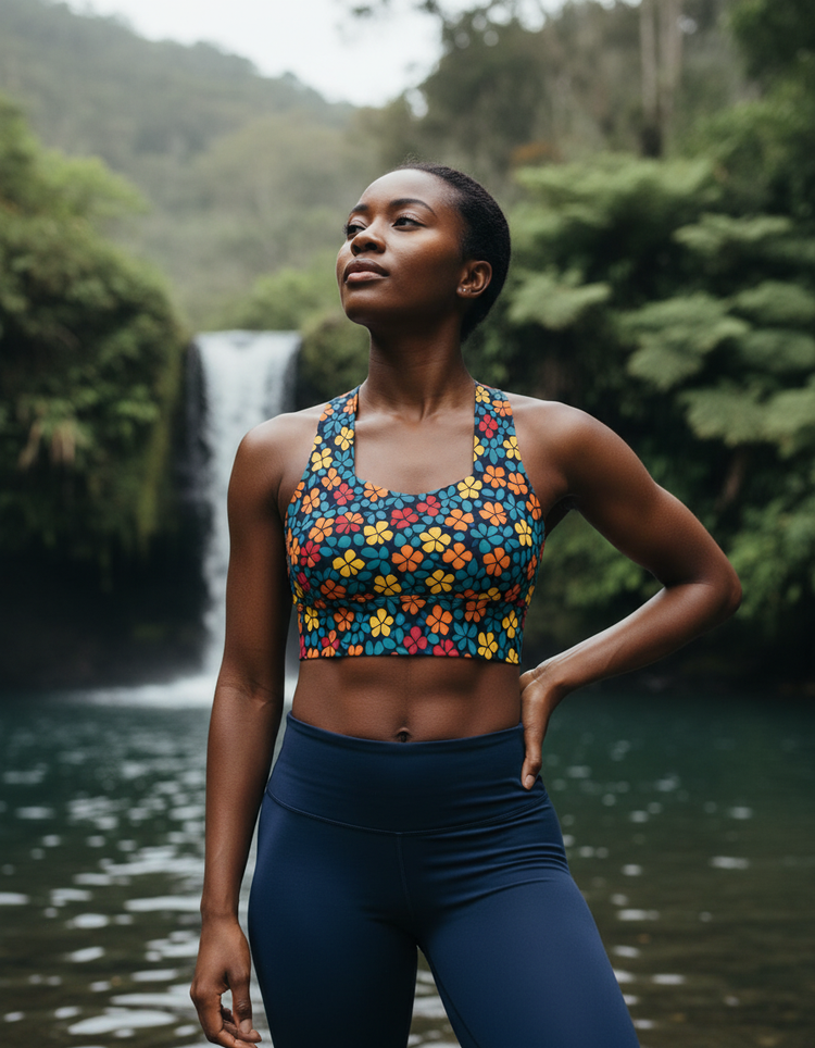 Ocean Serenity Kasuri Longline Sports Bra