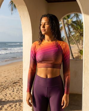 Women's Burnt Sienna Ripple women's crop-top rashguards