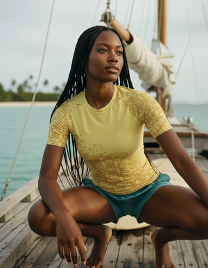 Lemon Yellow Aksara Rash Guard bikini — Lolekai