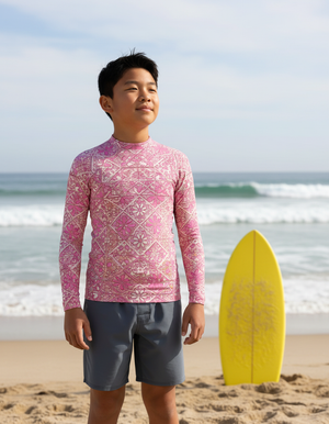 Youth Millennial Pink Zellige youth rashguards