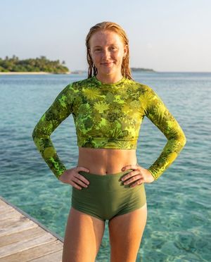 Women's Neon Green Nautilus women's crop-top rashguards