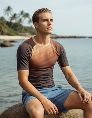 Coffee Bean Ripple Rash Guard Men's Rashguard — Lolekai