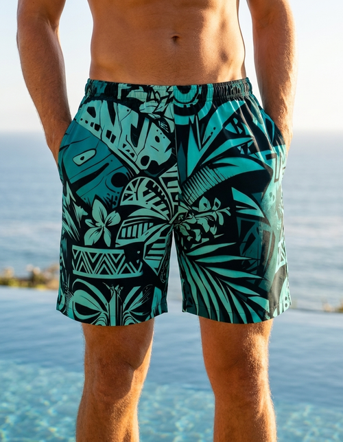 Turquoise Lani Lehua Men's Swim Trunks Men's Swim Trunks — Lolekai