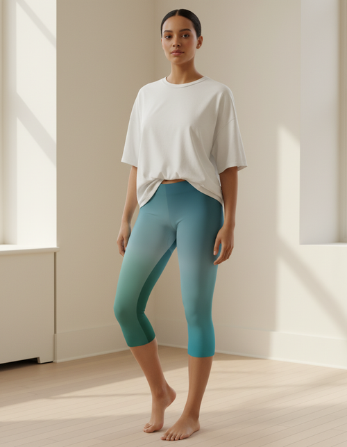 Transformative Teal Prism Capri Leggings Capri Leggings — Dripper