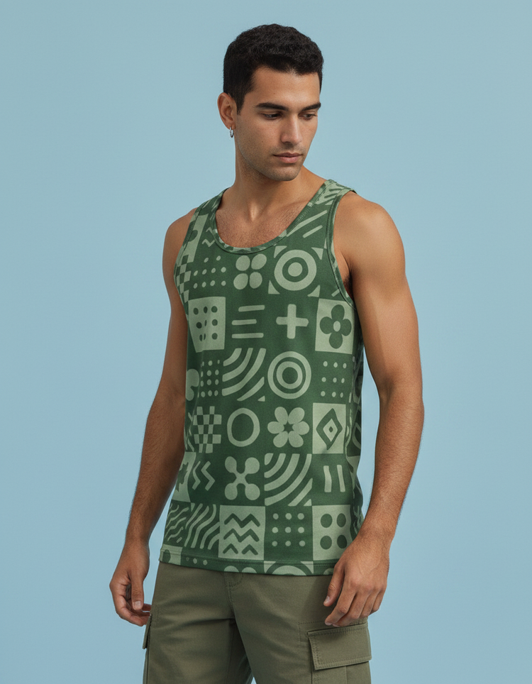 Men's Pink Graphic Patterns Tank Top