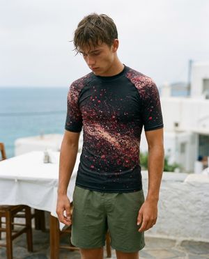 Electric Fuchsia Pixelate Rash Guard Men's Rashguard — Lolekai