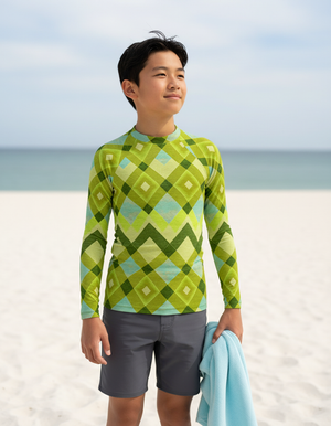 Runway Chartreuse Horizon Rash Guard Youth Rash Guard — Dripper