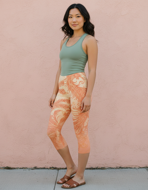 Coral Ember Leggings Capri Leggings — Dripper