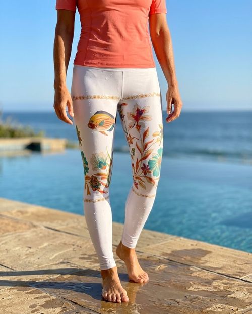 Lagoon Festival White Chorus Classic swim & gym leggings