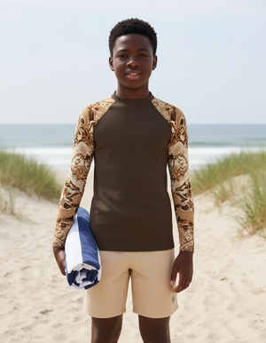 Coffee Bean Burst Youth Rash Guard bikini — Dripper