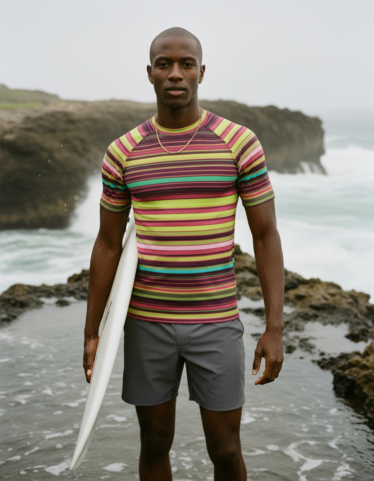 Men's Striped Rash Guard