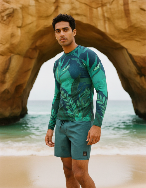 Men's Turquoise Tropique men's rashguards