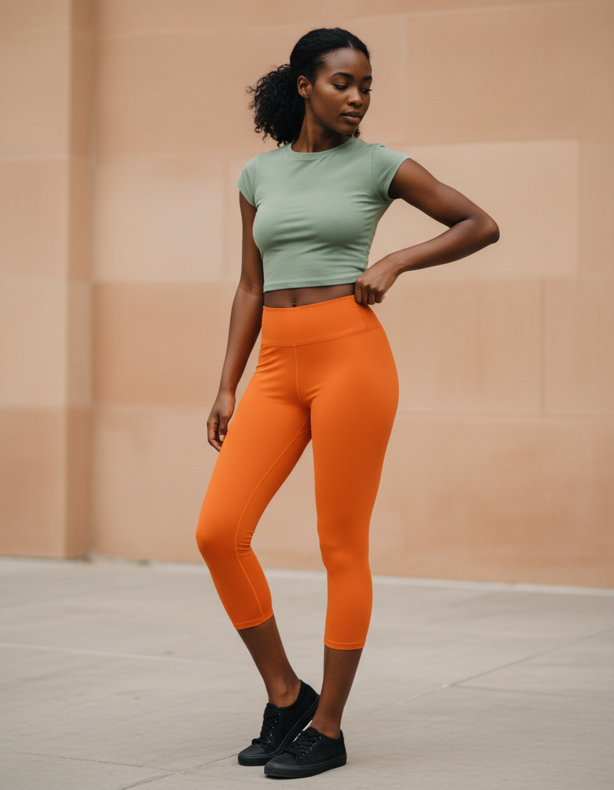Capri-Yoga Leggings in Persimmon