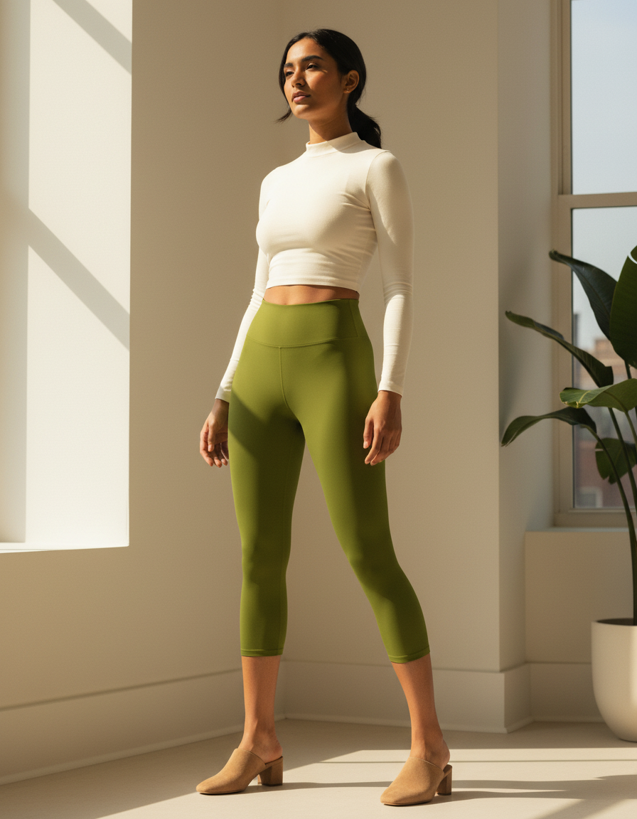 Capri-Yoga Leggings in Olive