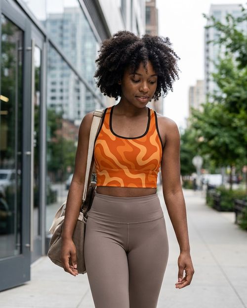 Citrus Orange Lustre Longline Sports Bra Longline Sports Bra — Lolekai