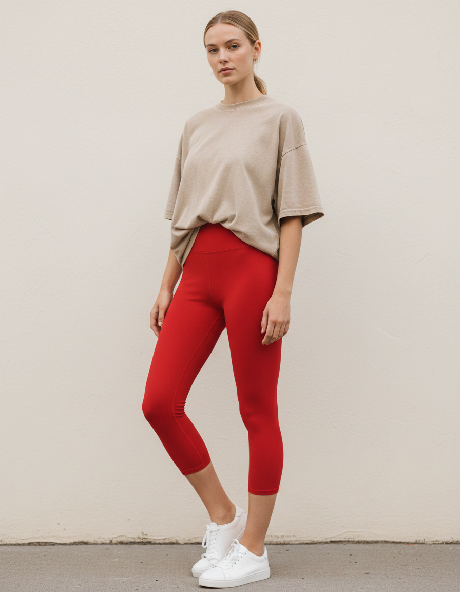 Capri-Yoga Leggings in Fiery Red