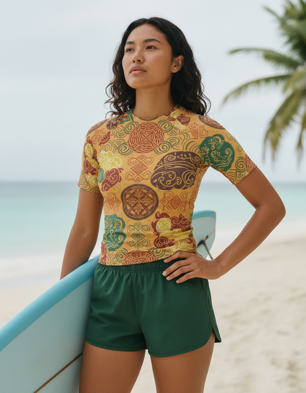 Women's Citrus Orange Taroko Rash Guard