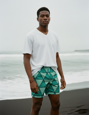Transformative Teal Koi men's swim trunks