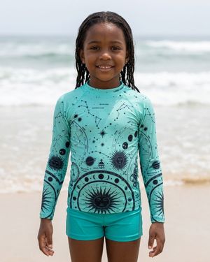 Kids Turquoise Cosmos Rash Guard Kids Rash Guard — Lolekai