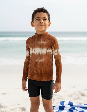 Kids Burnt Sienna Aqua kids rashguards