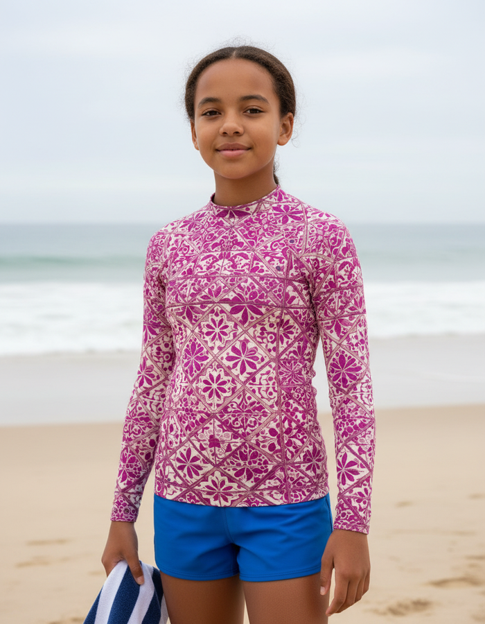 Rashguard — Youth Electric Fuchsia Zellige