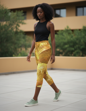 Yellow Prism capri yoga leggings