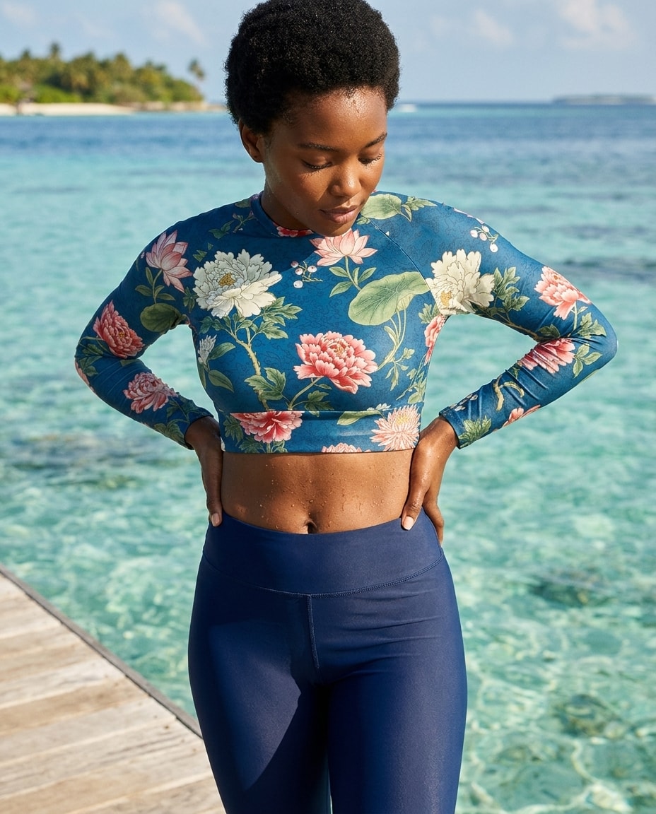 Crop Top in Citrus Orange Jingdezhen