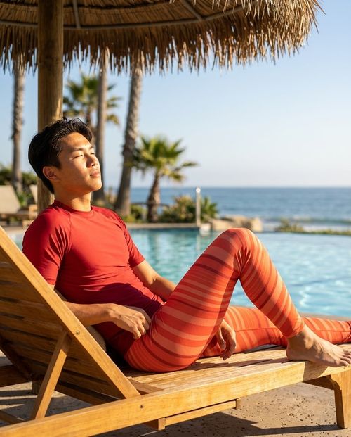 Neon Coral Sway Leggings Men's Leggings — Lolekai