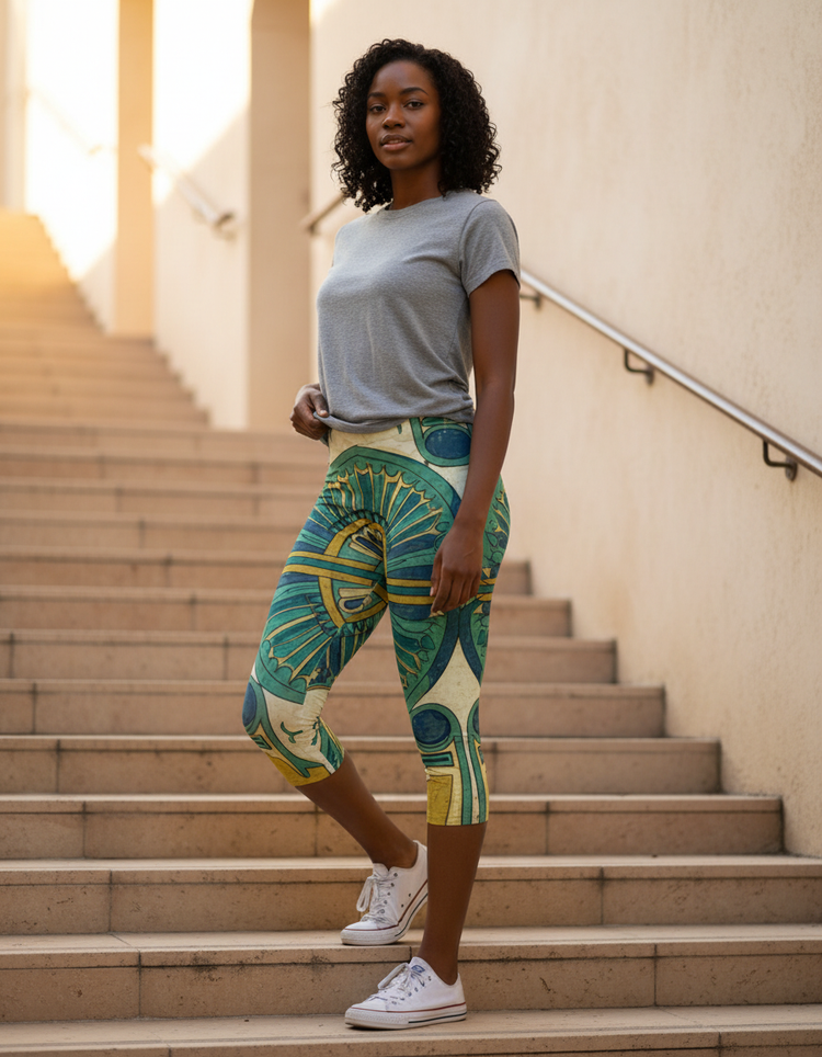 Women's Egyptian Faience Capri Leggings