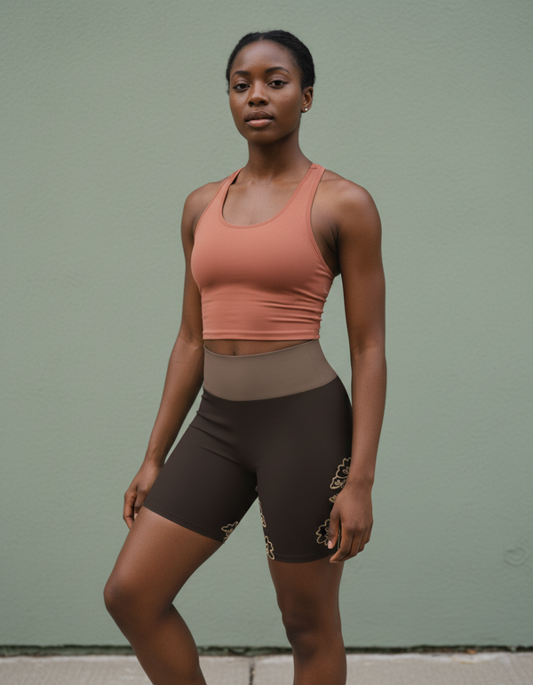 Ink Botanica yoga shorts