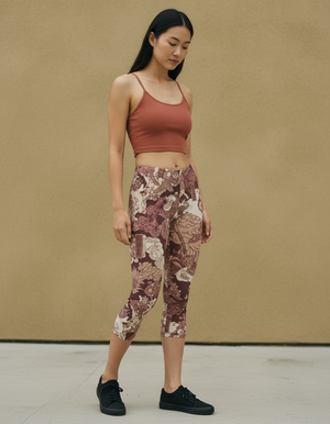 Tea Rose Ehon Capri Leggings Capri Leggings — Dripper