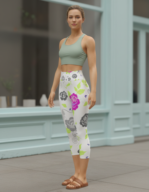 White Onyx Belleza Leggings Capri Yoga Leggings — Dripper