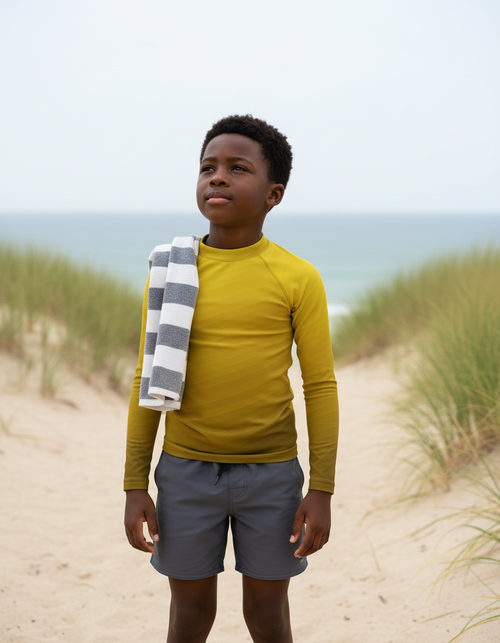 Lemon Yellow Ripple Kids Rash Guard Kids Rash Guard — Dripper