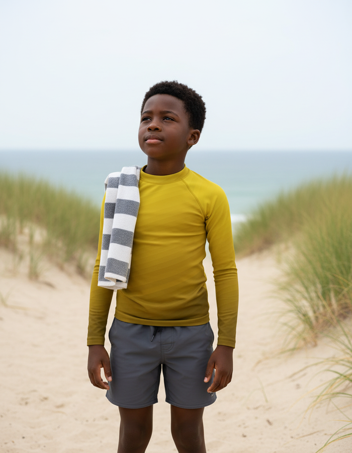 Rashguard — Kids Lemon Yellow Ripple
