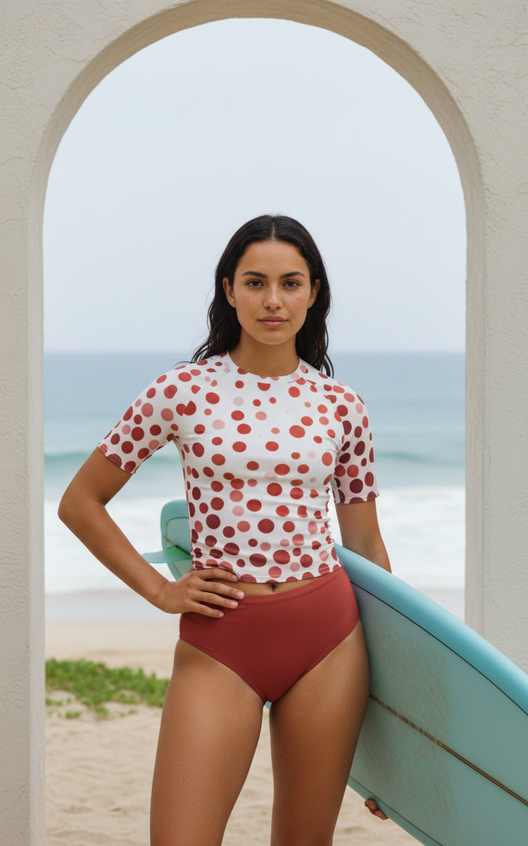Women's Lava Falls Pixel women's short-sleeve rashguards